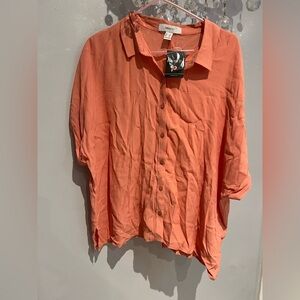 Forever 21 Coral Button-Up Blouse